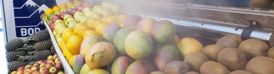 Frutas sendo nebulizadas